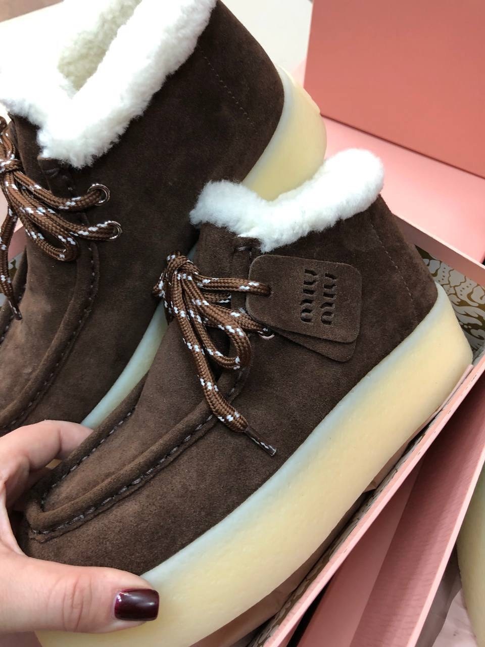 ,замшевые ботинки,ботинки с мехом,ботинки miu miu,зимняя женская