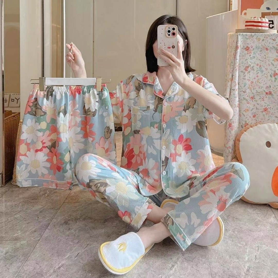 комплект женской пижамы,пижамы женски,свободные пижамы для девушек,пижама женская тройка,комплект пижама