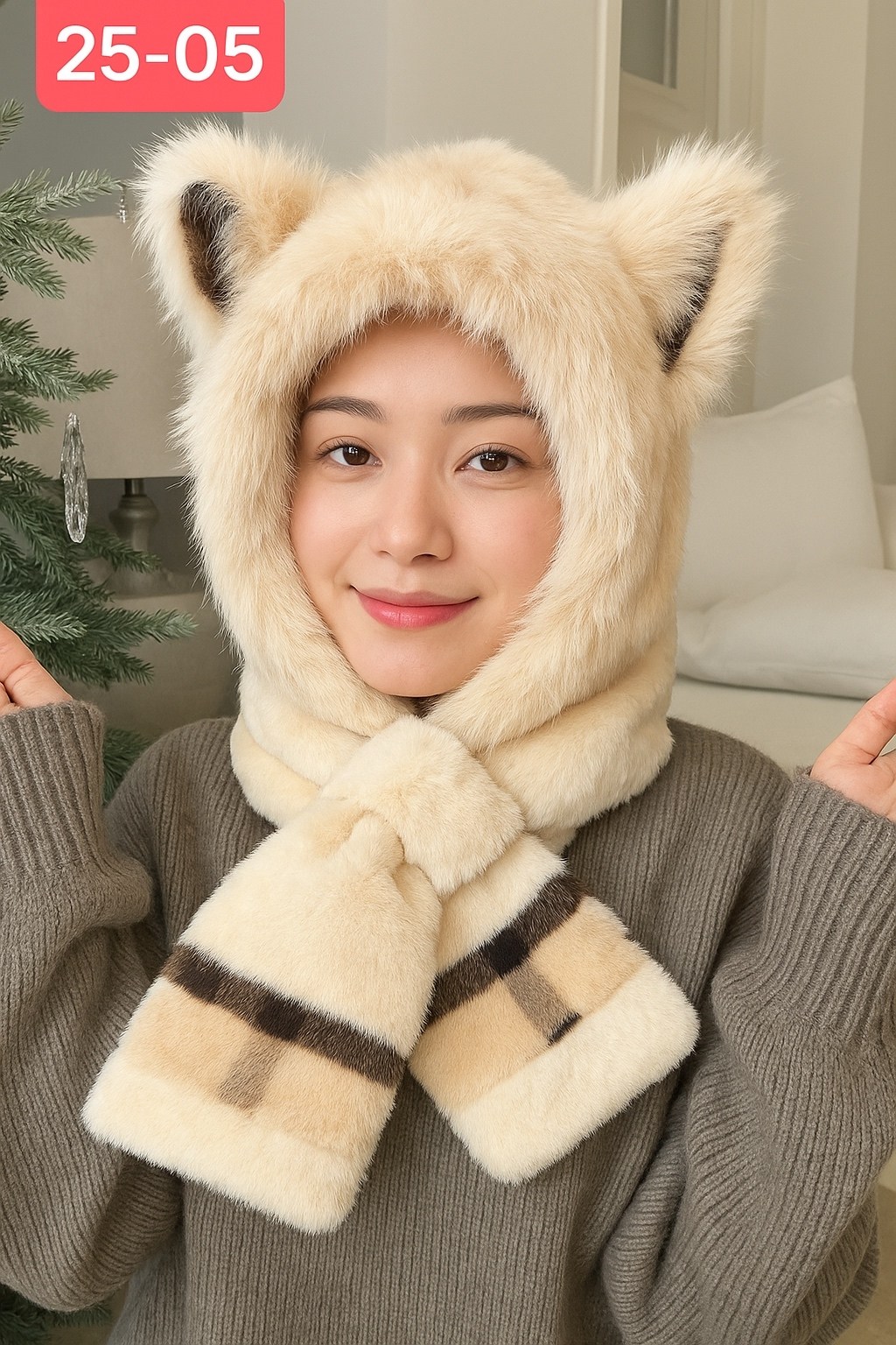 шарф с капюшоном,плюшевая шапка,шапка с ушками шарфом,женская зимняя шапка,шапка-шарф