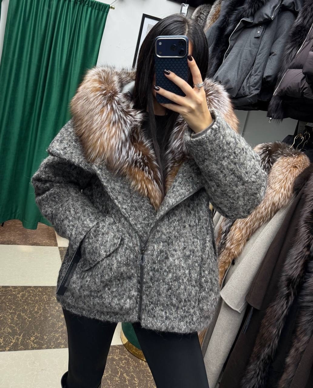 пальто шерстяное с мехом чернобурки "samange",пальто зимнее,женская зимняя куртка,пуховики с мехом,зимняя куртка пальто с капюшоном