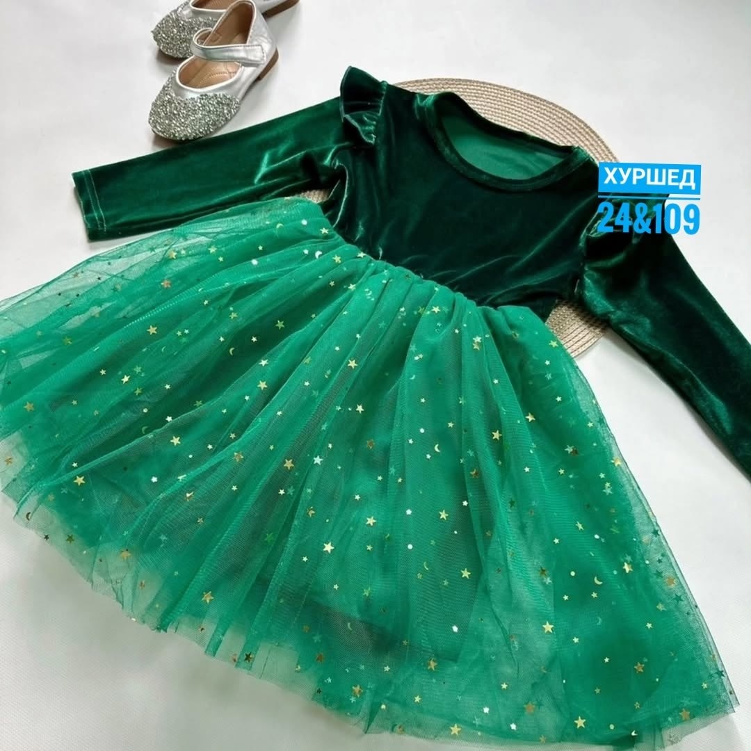 платье принцессы со звездами и пайетками для маленьких девочек,изумрудное платье для девочки,платье для девочки,бархатное платье для девочки,платье зеленое для девочки