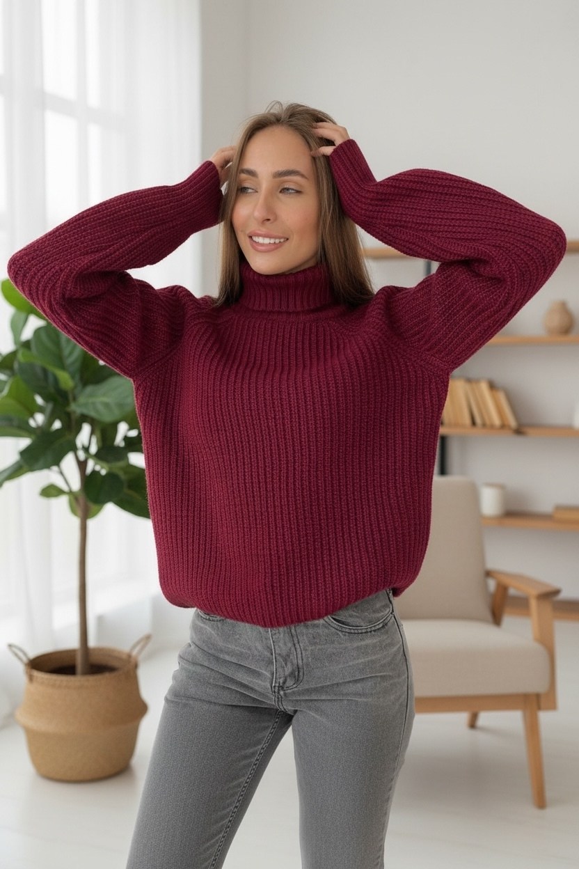 женский свитер,свитера вязаные,свитер оверсайз с горлом теплый,свитер вязаный оверсайз,свитер с горлом укороченный вязаный оверсайз saffiko