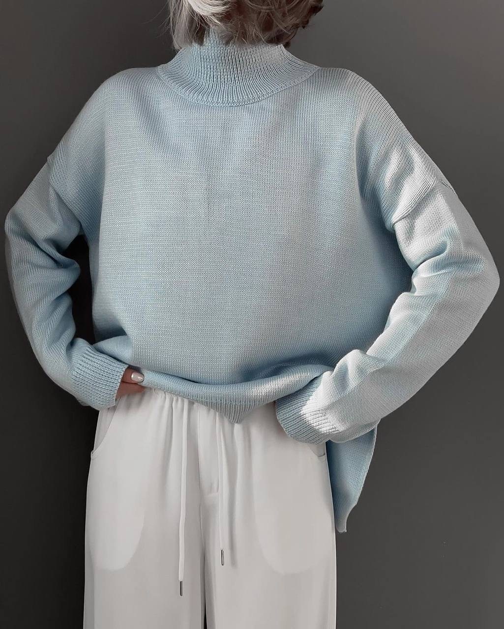 голубой шерстяной свитер с кашемиром nero lab,свитер remar голубой,свитер женский,женский свитер оверсайз,свитер