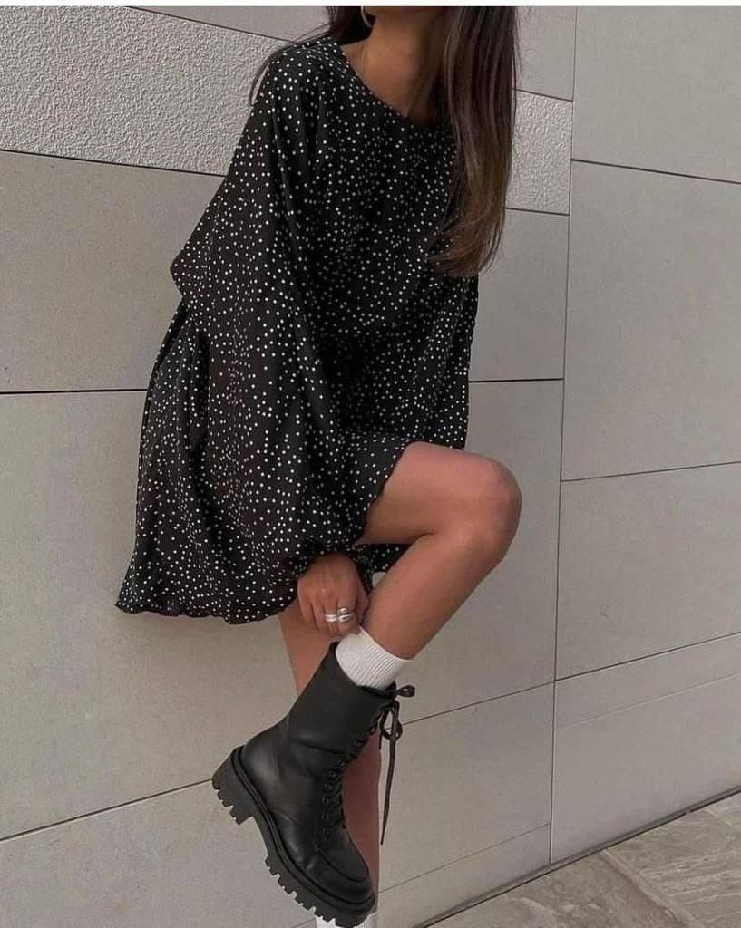 платье женское,платье черное в горошек,платье стильное,платье,платье широкое