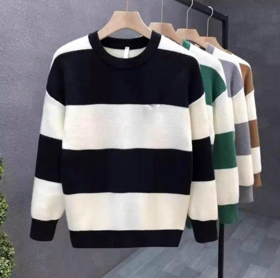 свитер модный,полосатый свитер,мужской трикотажный свитер в полоску с круглым,свитер,джемпер в полоску