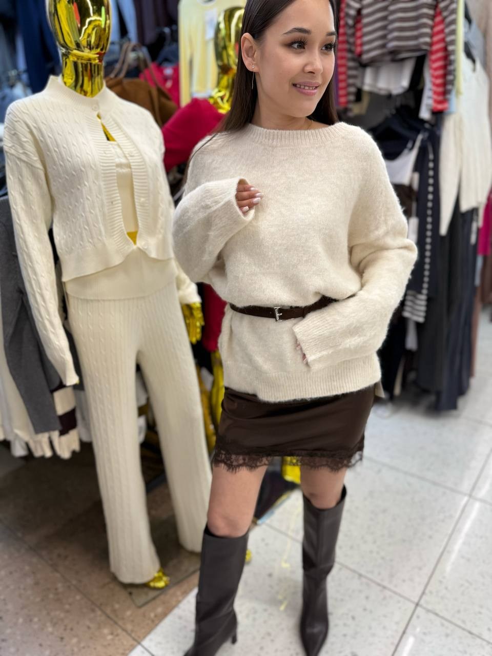 джемпер оверсайз свитер теплый,джемпер оверсайз свитер теплый удлиненный,свитер оверсайз,джемпер оверсайз свитер теплый типа шоурум цвет бежевый,женский свитер