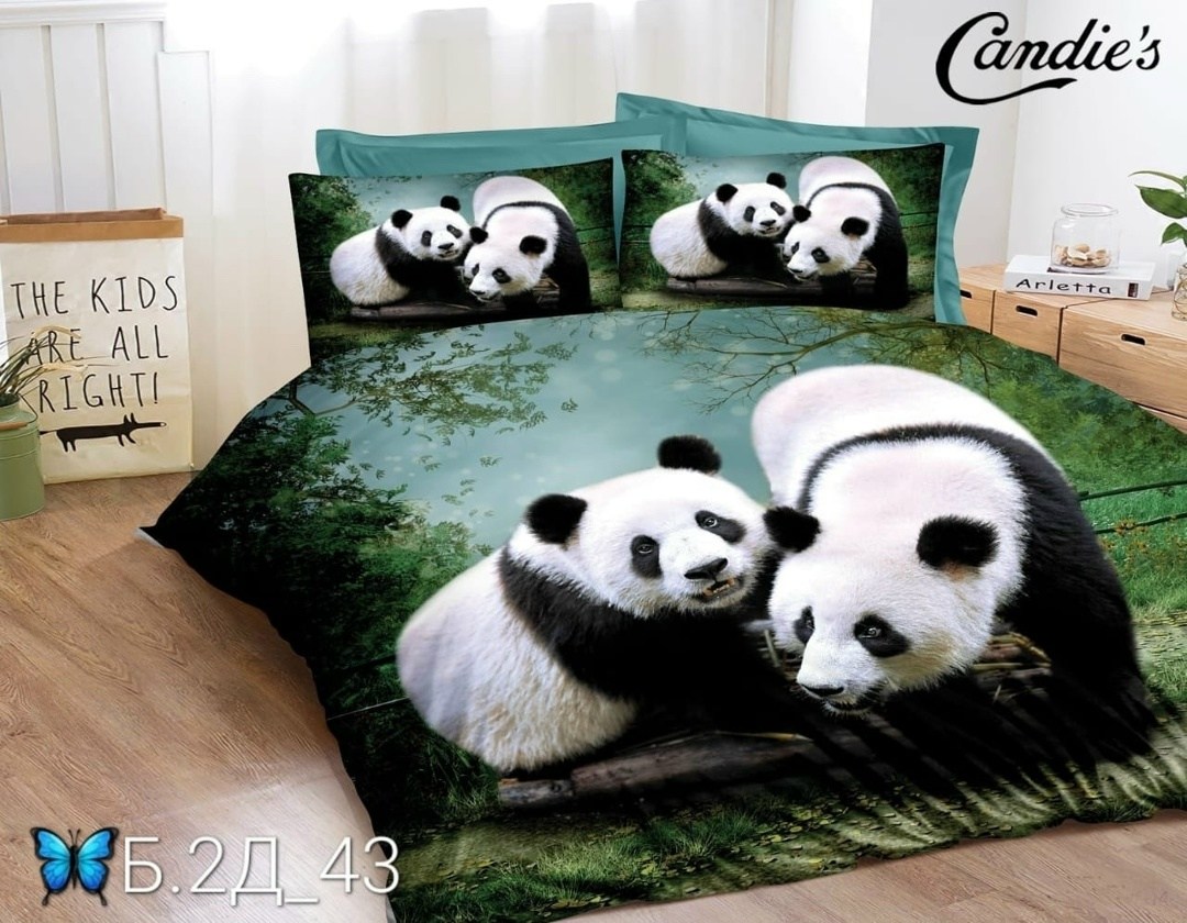 комплект постельного белья с пандой,постельное белье мако сатин панда,комплект постельного белья,постельное белье евро "панда",постельное белье 3 д