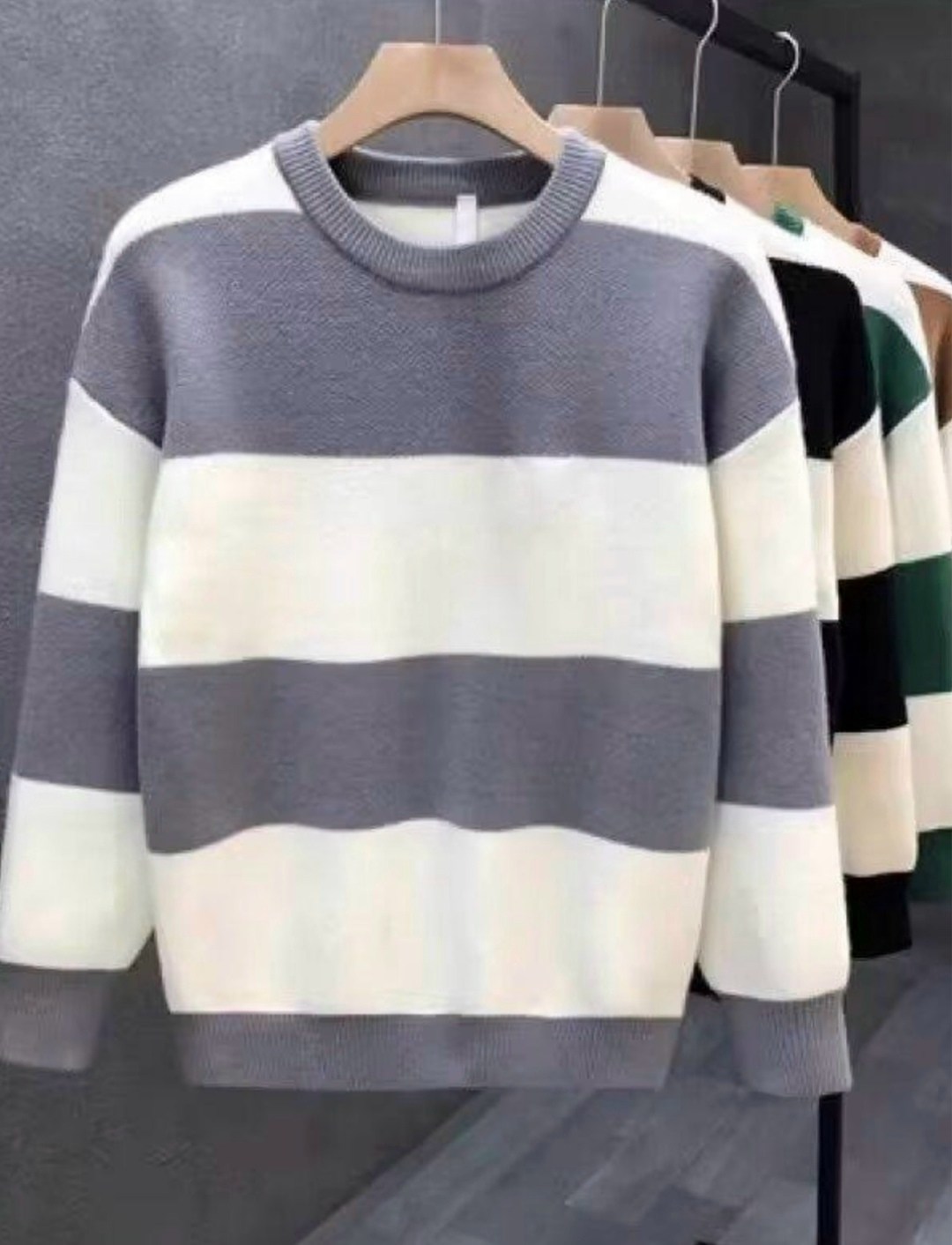 свитер модный,полосатый свитер,мужской трикотажный свитер в полоску с круглым,свитер,джемпер в полоску