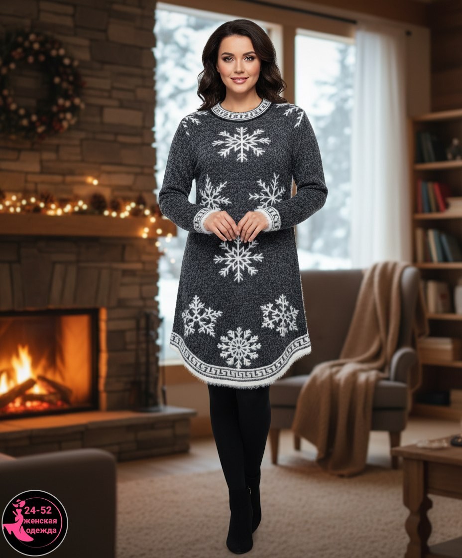 свитер со снежинками,вязаное платье,вязаное платье свитер,платье новогоднее,свитер новогодний