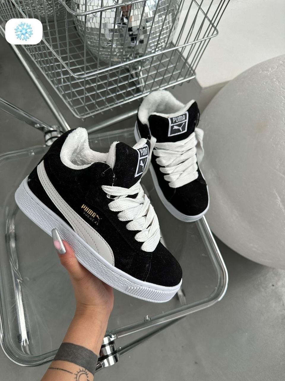 ,кроссовки замша,стильные зимние кроссовки,кроссовки черные мужские зимние puma suede xl, женская
