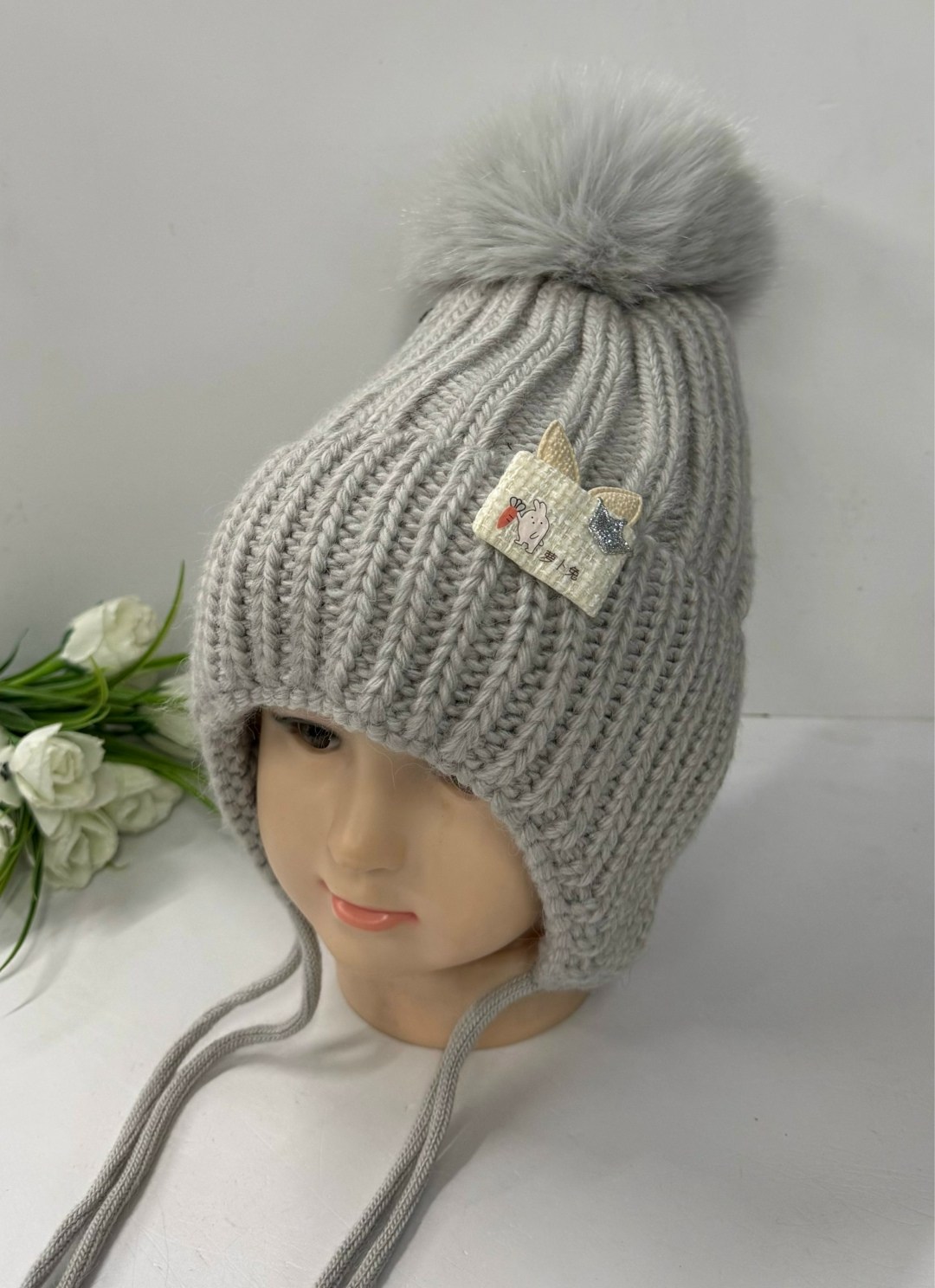 шапка детская,шапка вязаная,шапка для девочек,шапка для детей,детские шапки с натуральным помпоном