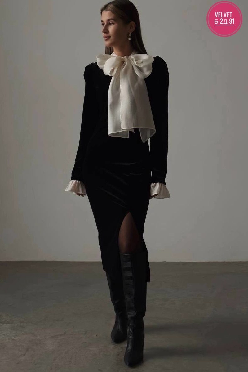 платье с бантом,бархатное платье,платье с высоким воротником,платье стильное,платья из бархата