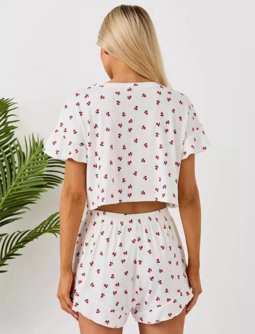 пижамы женская с шортами,пижама с принтом,домашняя пижама с шортами,пижама с сердечками с шортами и топом костюм летний для дома umood 218997300,пижамы женски