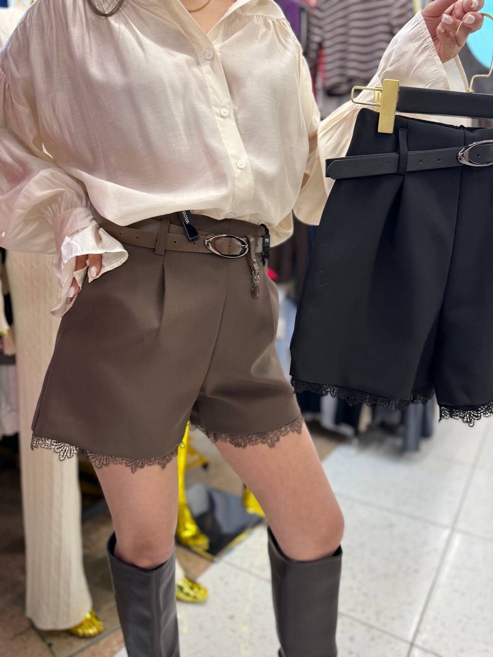 женские шорты,повседневные шорты,шорты с поясом,шорты с высокой талией,широкие шорты