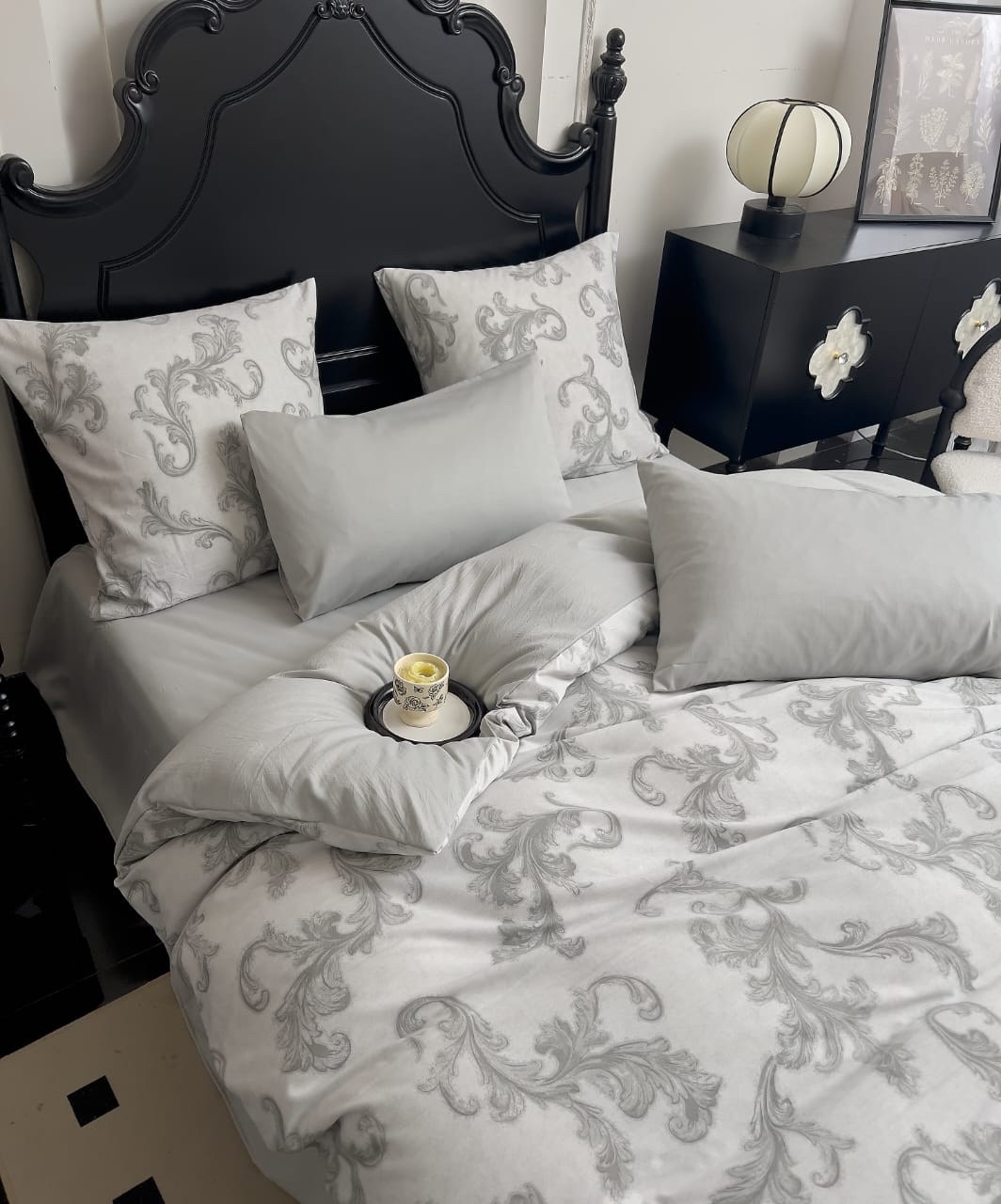 комплект постельного белья,серое постельное белье,белье постельное,комплект постельного белья tango tpig3-193,постельное белье хлопок