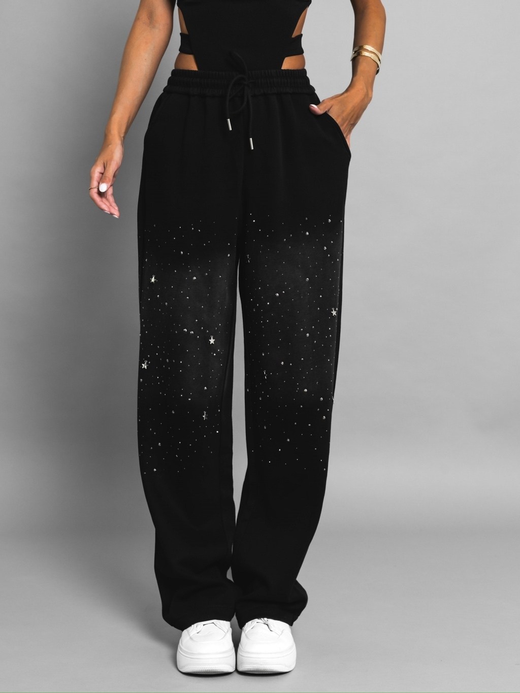 блестящие брюки из полиэстера,брюки со стразами,штаны со стразами,повседневные брюки,брюки женские с