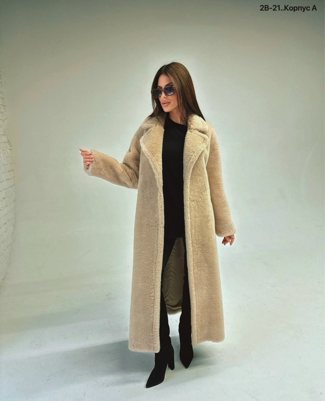 шуба тедди из овчины бежевая 130 см.,искусственная шуба,шуба бежевая длинная,шубка,шуба 1365718 бежевый