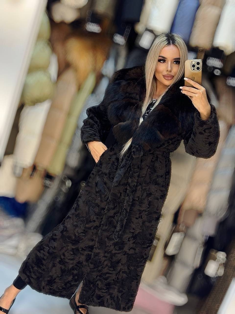 шубки из искусственного меха под норку,искусственная шуба под норку,шуба из эко меха под норку,длинная норковая шуба,удлинённая шуба из экомеха