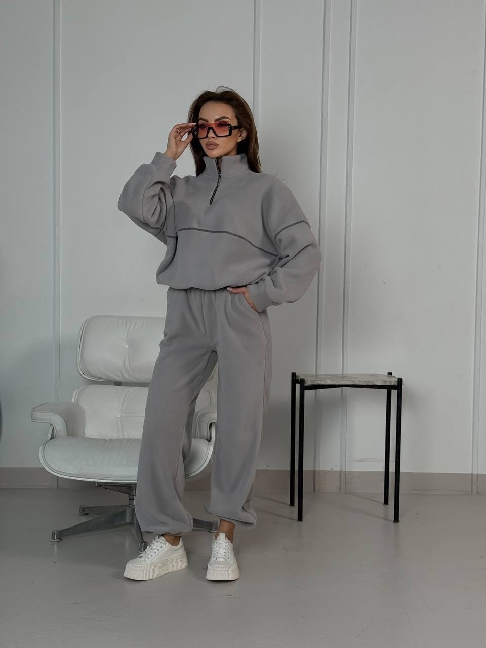 костюм спортивный,костюм спортивный теплый флисовый с молнией qova цвет светлый графит серый,костюм спортивный женский,спортивный костюм женский на флисе,костюм женский флисовый