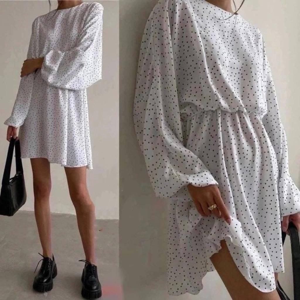 платье женское,платье черное в горошек,платье стильное,платье,платье широкое