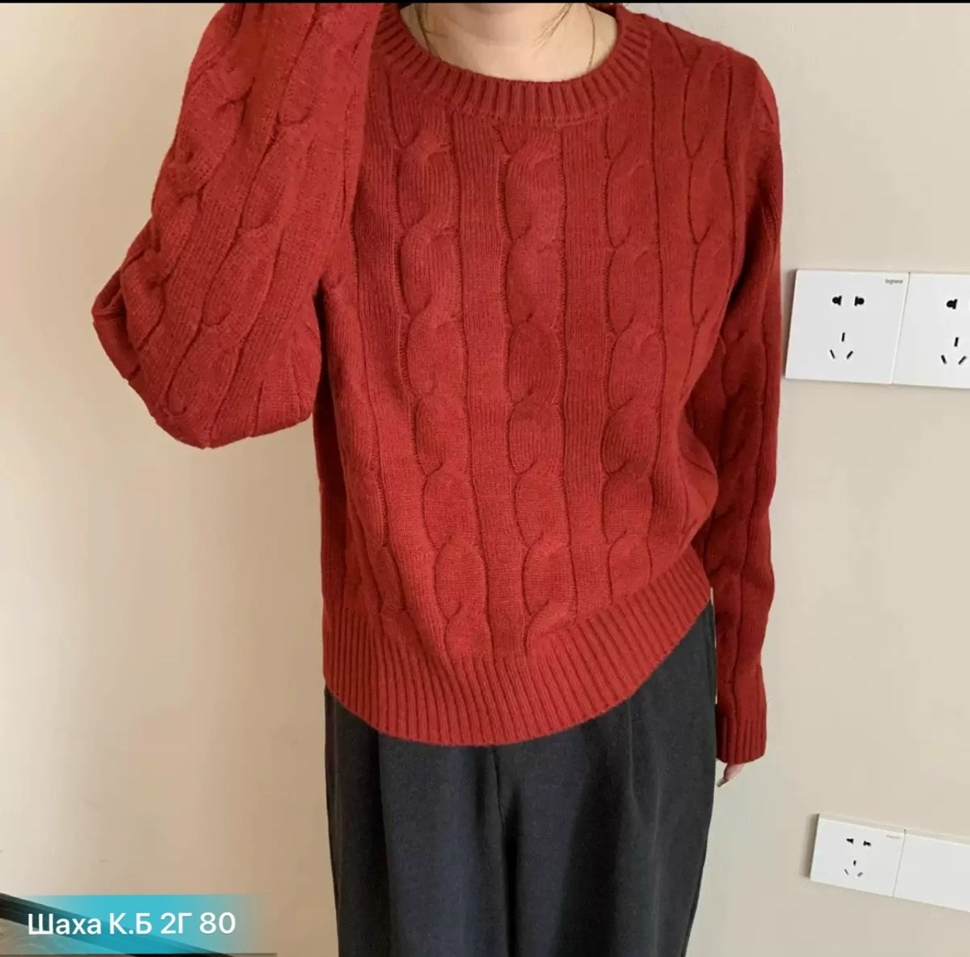 вязаный свитер,вязаные костюмы,джемпер с косами,свитер женский,свитер с косами