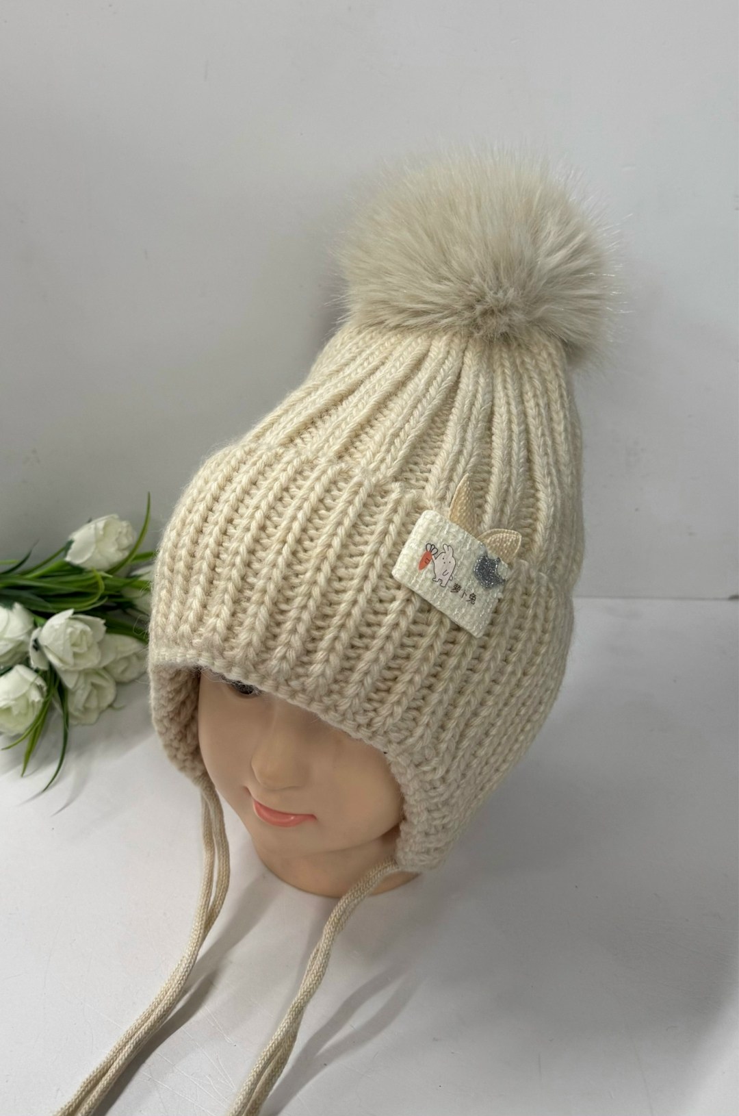 шапка детская,шапка вязаная,шапка для девочек,шапка для детей,детские шапки с натуральным помпоном