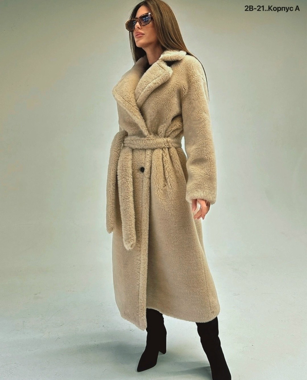 шуба тедди из овчины бежевая 130 см.,искусственная шуба,шуба бежевая длинная,шубка,шуба 1365718 бежевый
