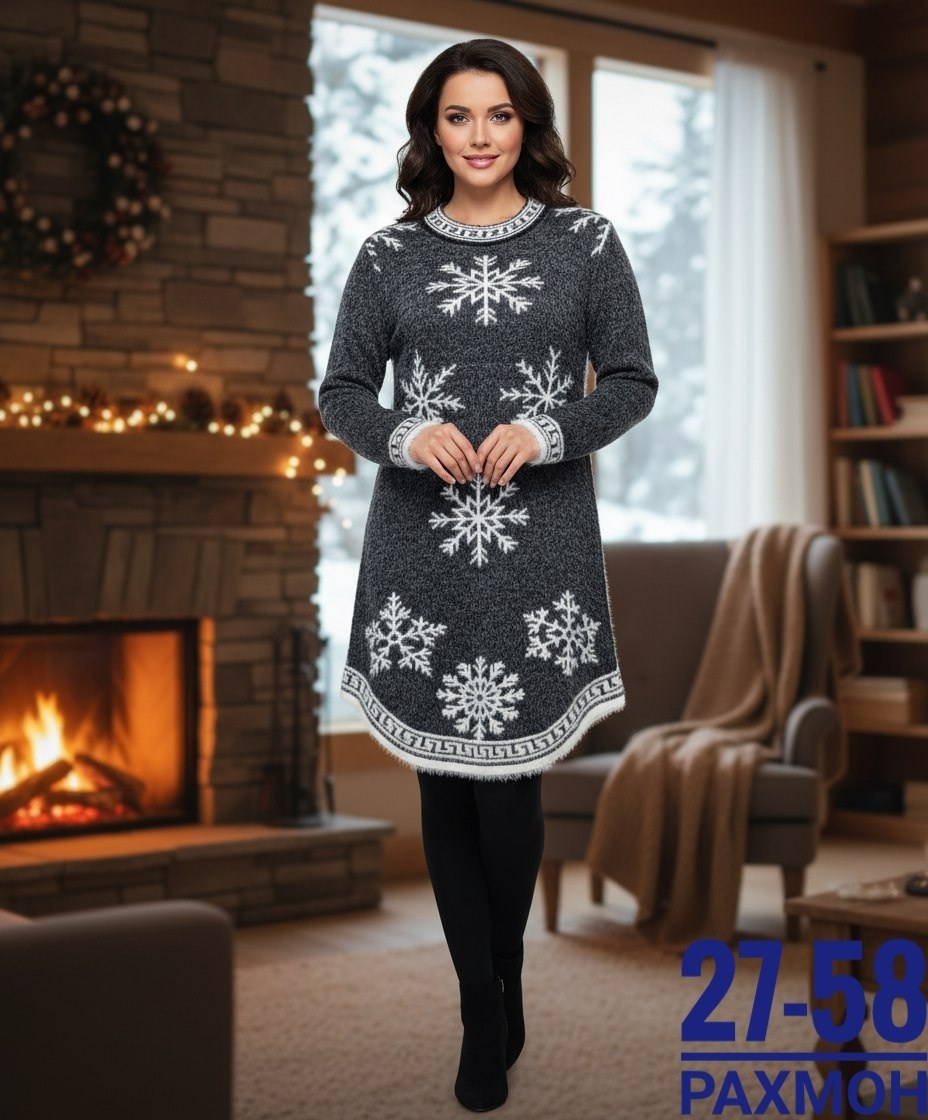 свитер со снежинками,туника со снежинками,новогоднее вязаное платье,туника новогодняя,вязаные туники новогодние