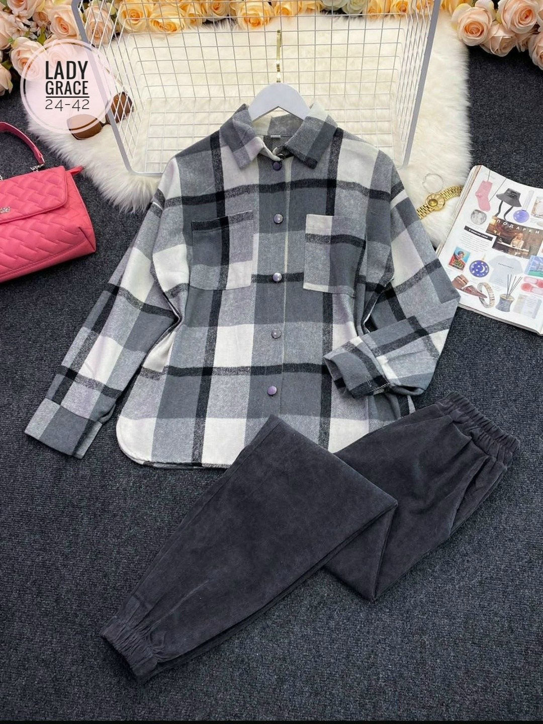 женские костюмы,рубашка женская оверсайз в клетку,модная ,женская рубашка в клетку,