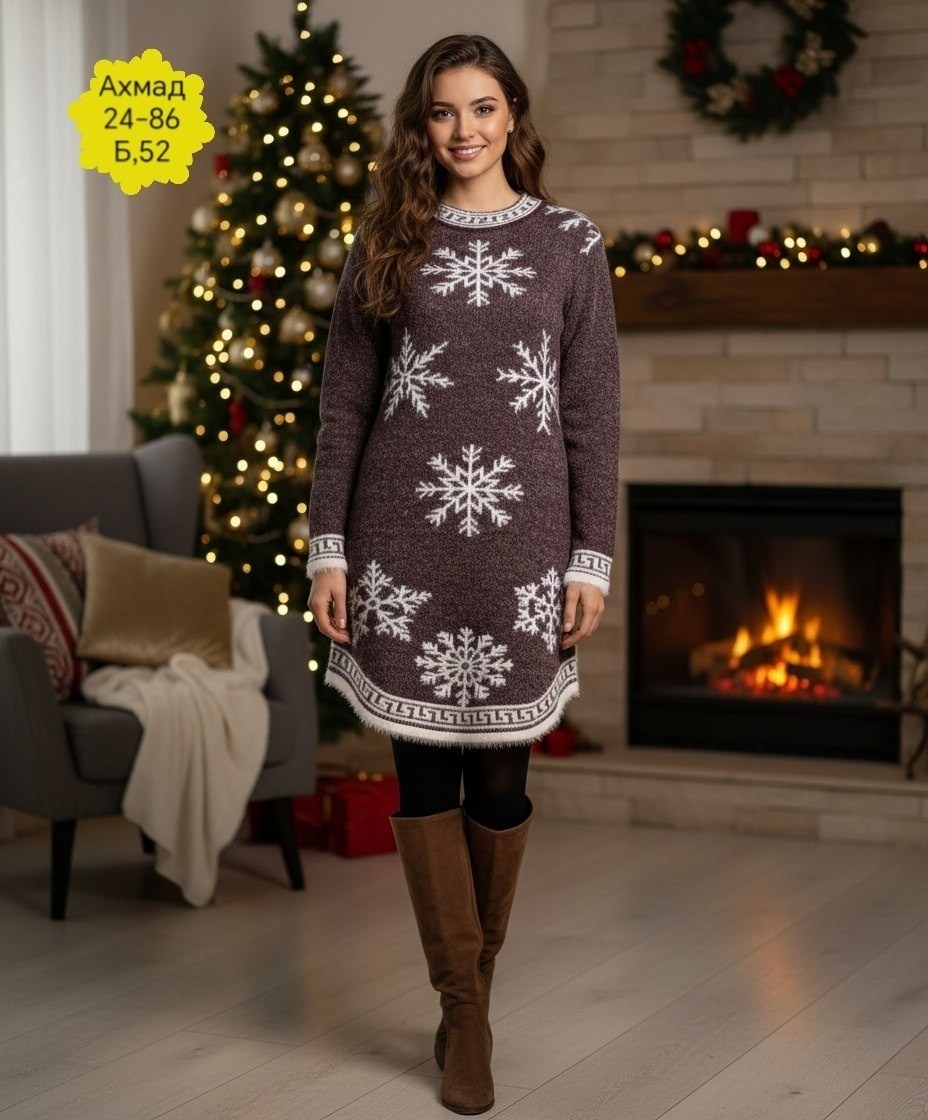 шерстяное платье,туника новогодняя,трикотажное платье,свитер со снежинками,свитера туники