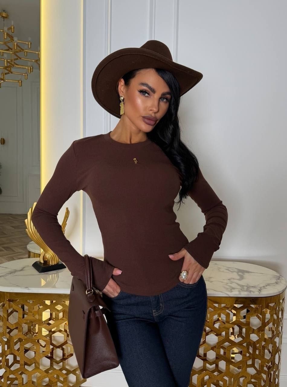 кофта женская,кофта,джемпер dava 4230 шоколад,лонгслив коричневый облегающий в рубчик me&mummy,джемпер