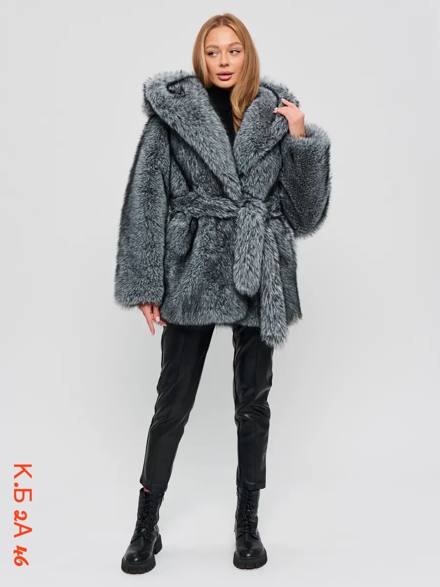 ,шуба искусственная песец из экомеха короткая x'zotic,шуба искусственная,шуба искусственная песец из экомеха короткая с капюшоном x'zotic,шуба искусственная из экомеха песца