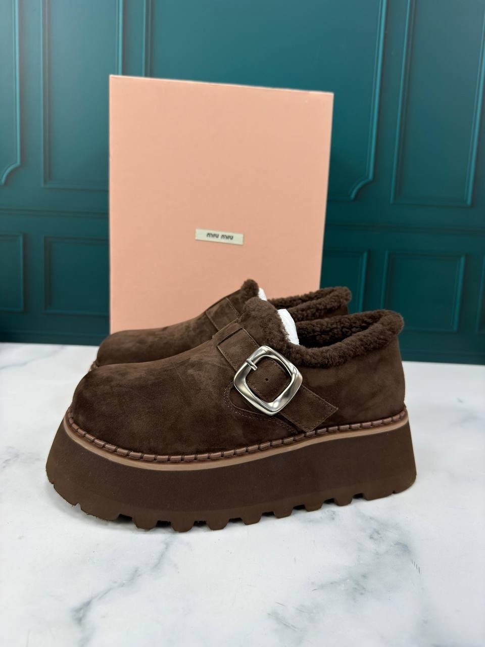 ,женская ,женские замшевые ботинки на меху prada темно-серые,лоферы с мехом,лоферы замш