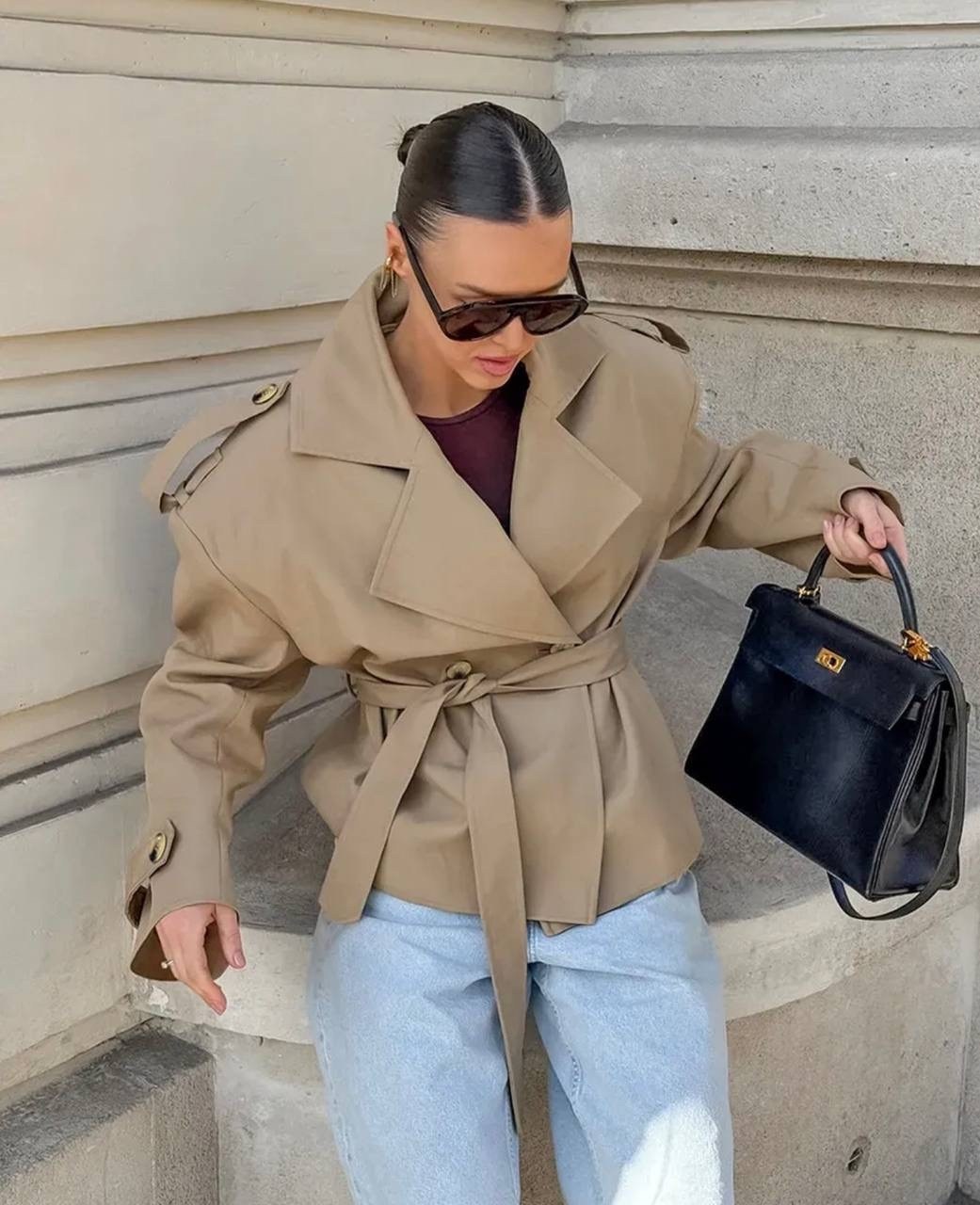 короткий тренч,тренч женский,тренч бежевый,тренч с поясом