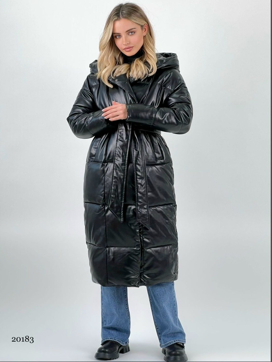 пуховик двусторонний,куртка зимняя длинная с капюшоном экокожа tmd 455279233,куртка пальто,куртка женская зимняя с капюшоном экокожа,куртка длинная зимняя с капюшоном экокожа