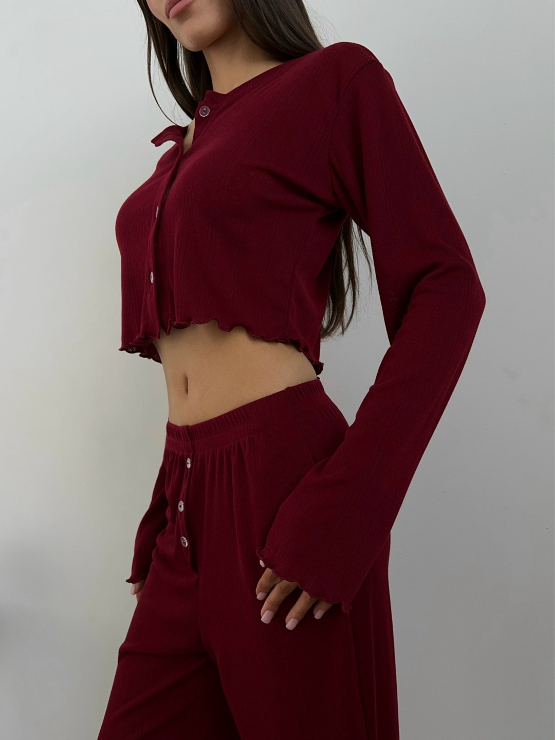 пижама бордовая,комплект пижама,пижама с брюками женская,пижама кофта со штанами,пижама с брюками и топом