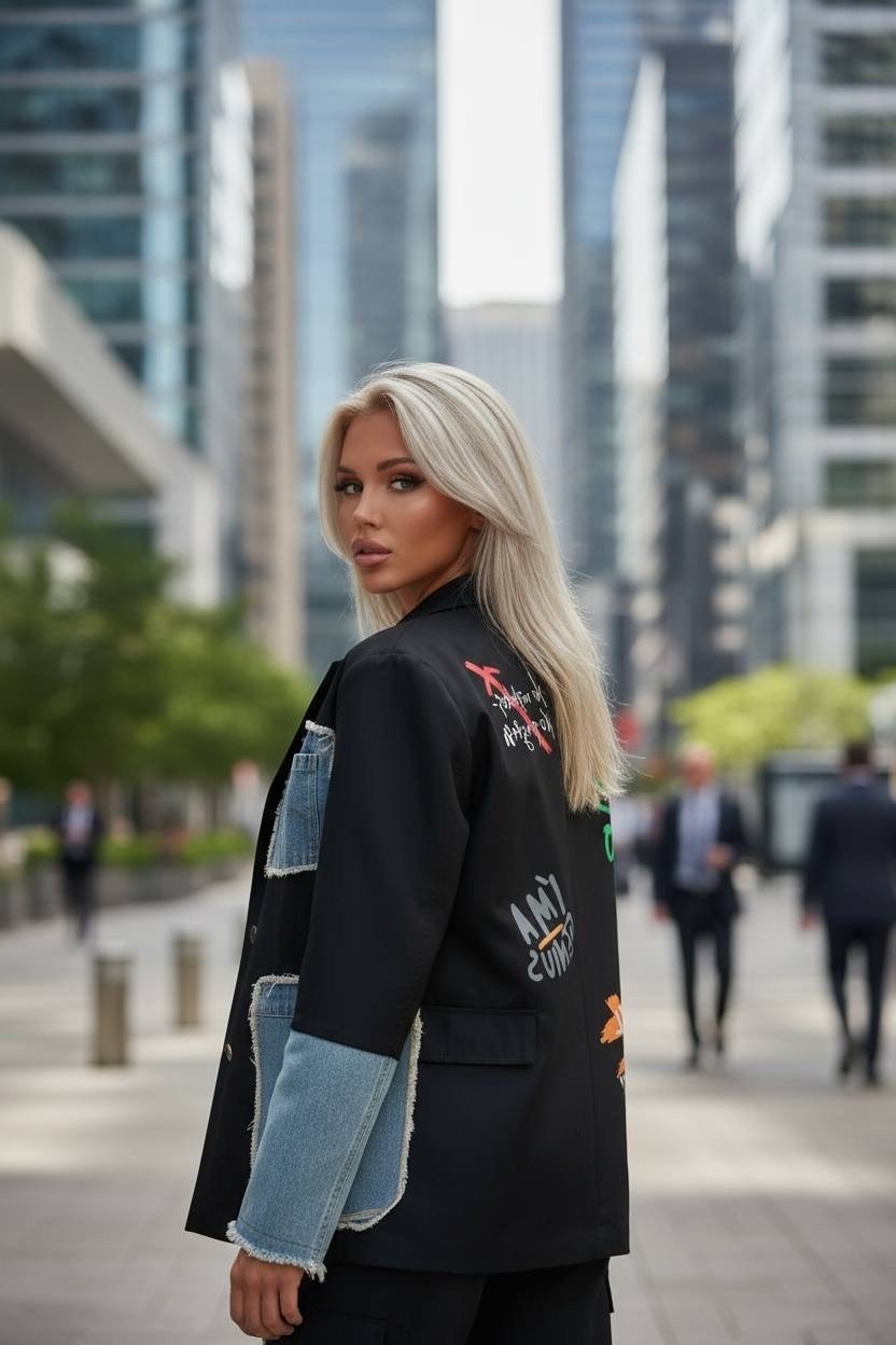 джинсовый пиджак,джинсовая куртка,женский джинсовый комбинированный пиджак,женский пиджак,куртка в стиле пэчворк