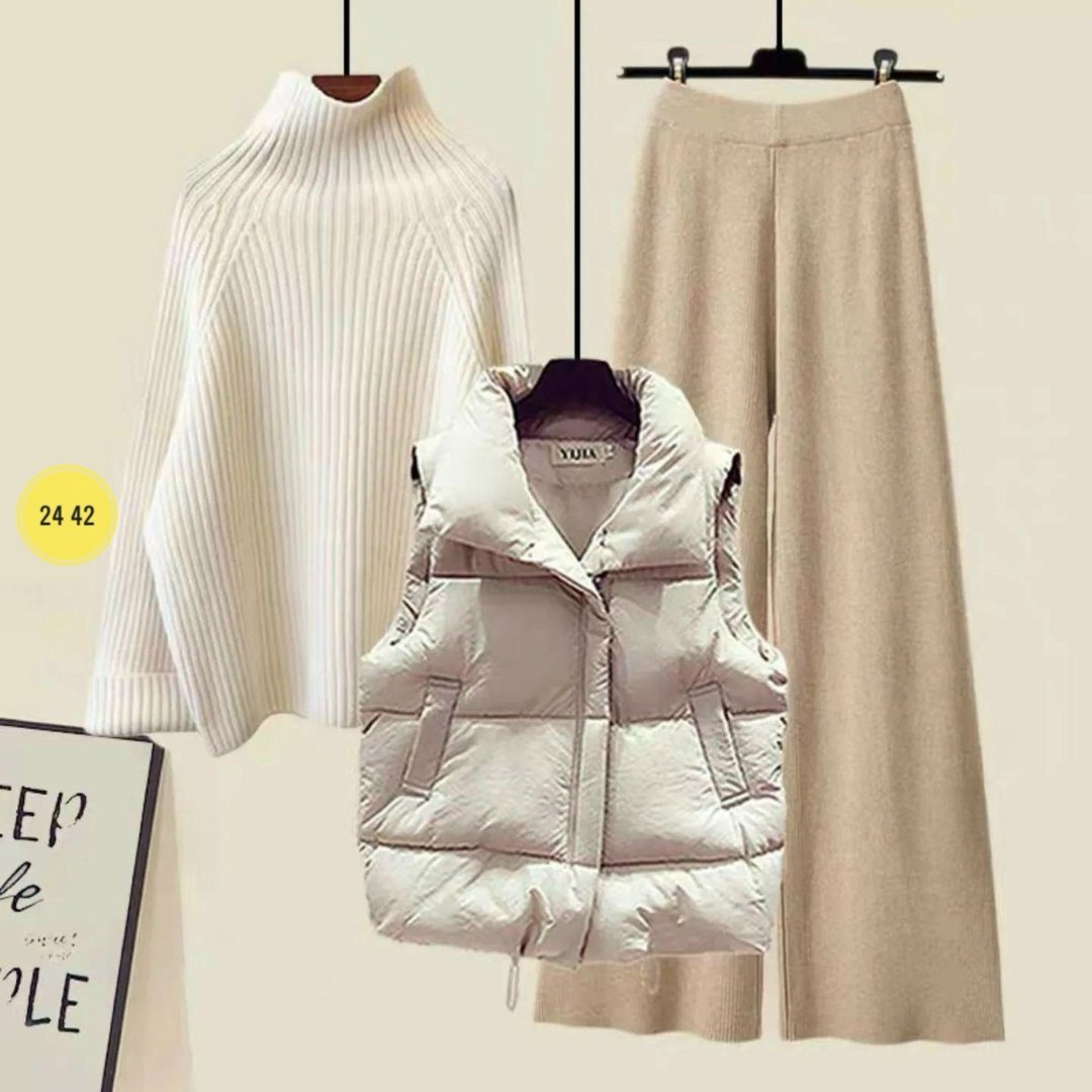 комплект одежды женские,костюм женский тройка,трикотажные костюмы,костюм свободного кроя,широкие брюки женские