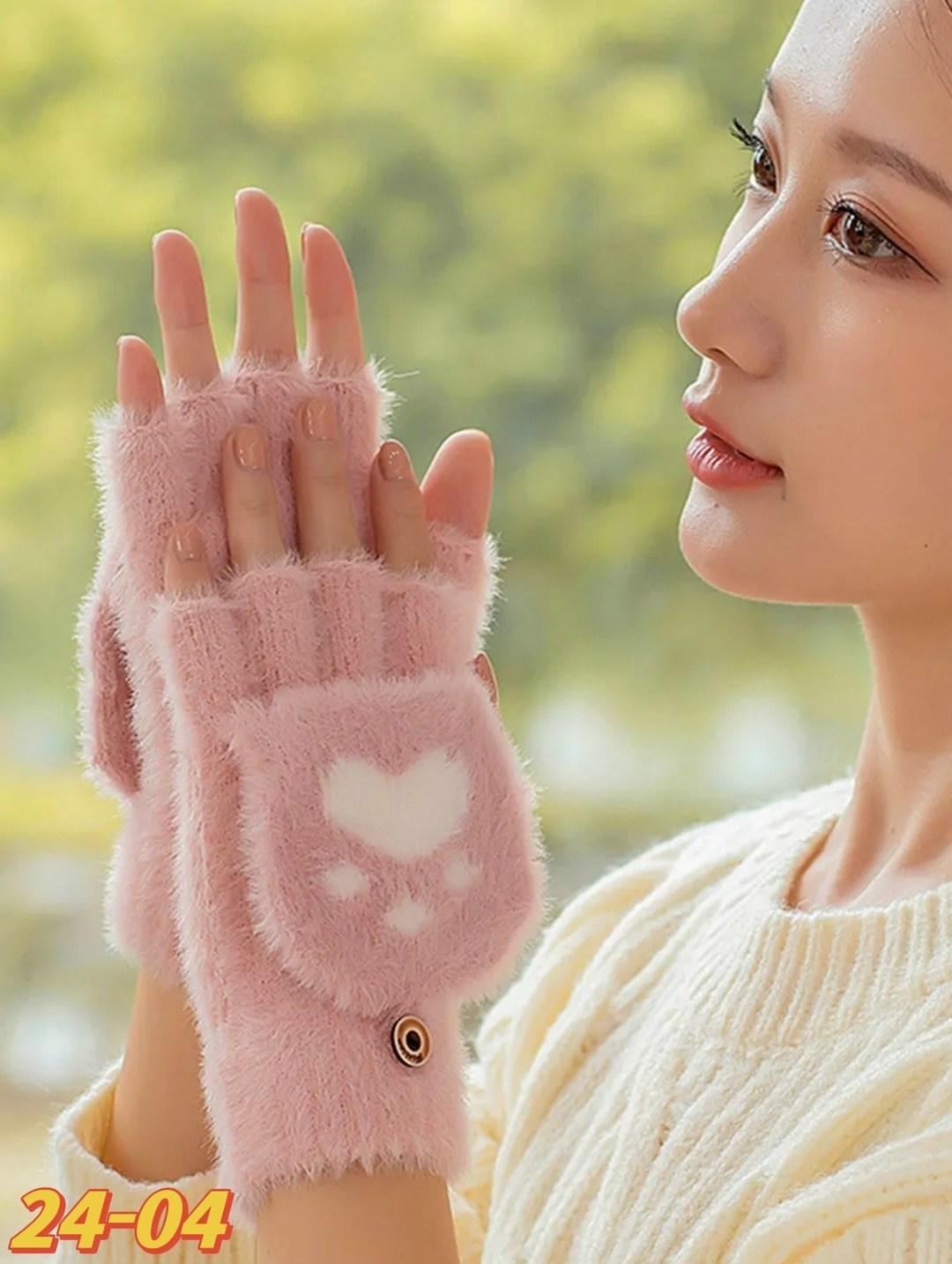 теплые перчатки,пушистые перчатки,милые перчатки,зимние перчатки без пальцев,перчатки модные