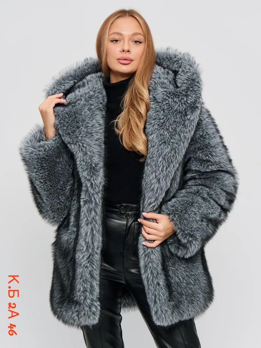 ,шуба искусственная песец из экомеха короткая x'zotic,шуба искусственная,шуба искусственная песец из экомеха короткая с капюшоном x'zotic,шуба искусственная из экомеха песца