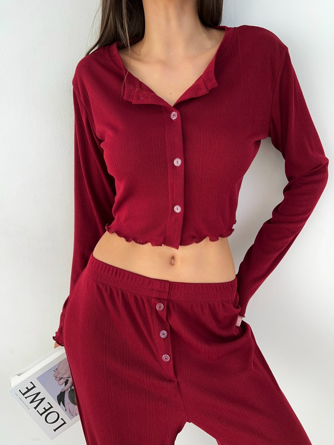 пижама бордовая,комплект пижама,пижама с брюками женская,пижама кофта со штанами,пижама с брюками и топом