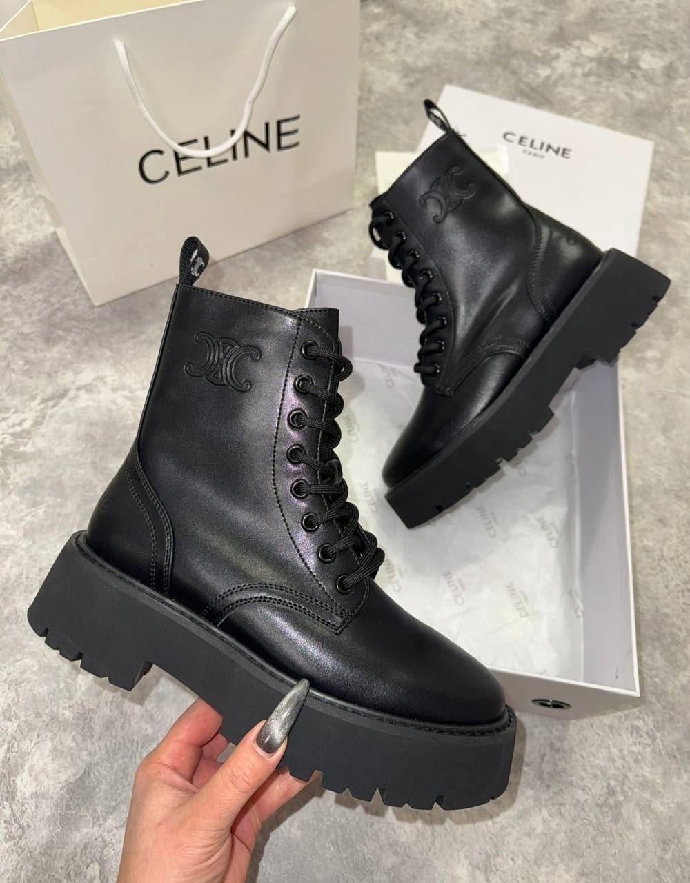 celine ботинки,женские ботинки celine,ботинки селин,женские ботинки celine 2025 черные кожаные,celine женские кожаные ботинки premium