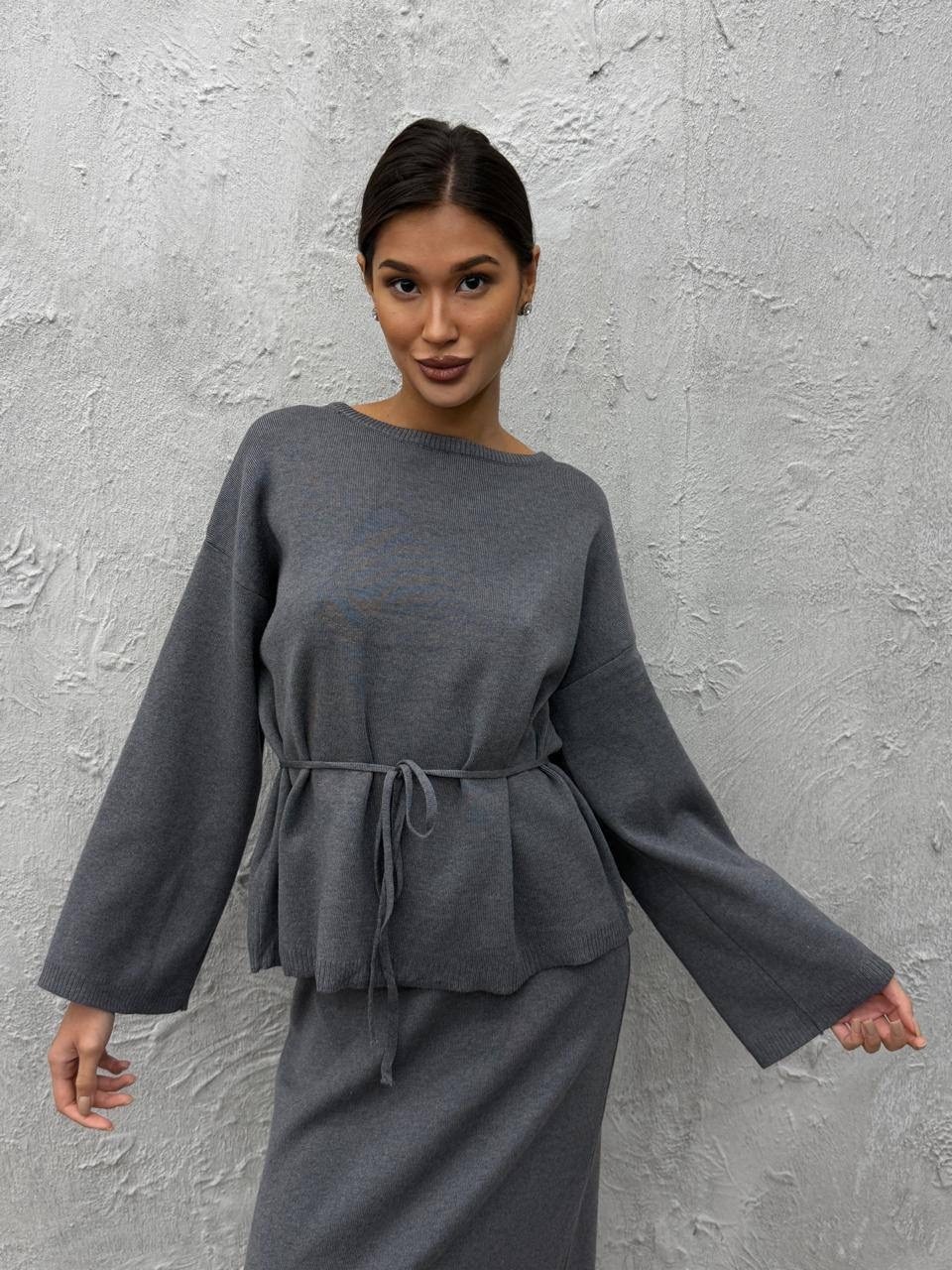 трикотажный костюм,женский костюм,элегантный вязаный костюм,трикотажный костюм с брюками осенний оверсайз vitalounge,комплект одежды sasheline