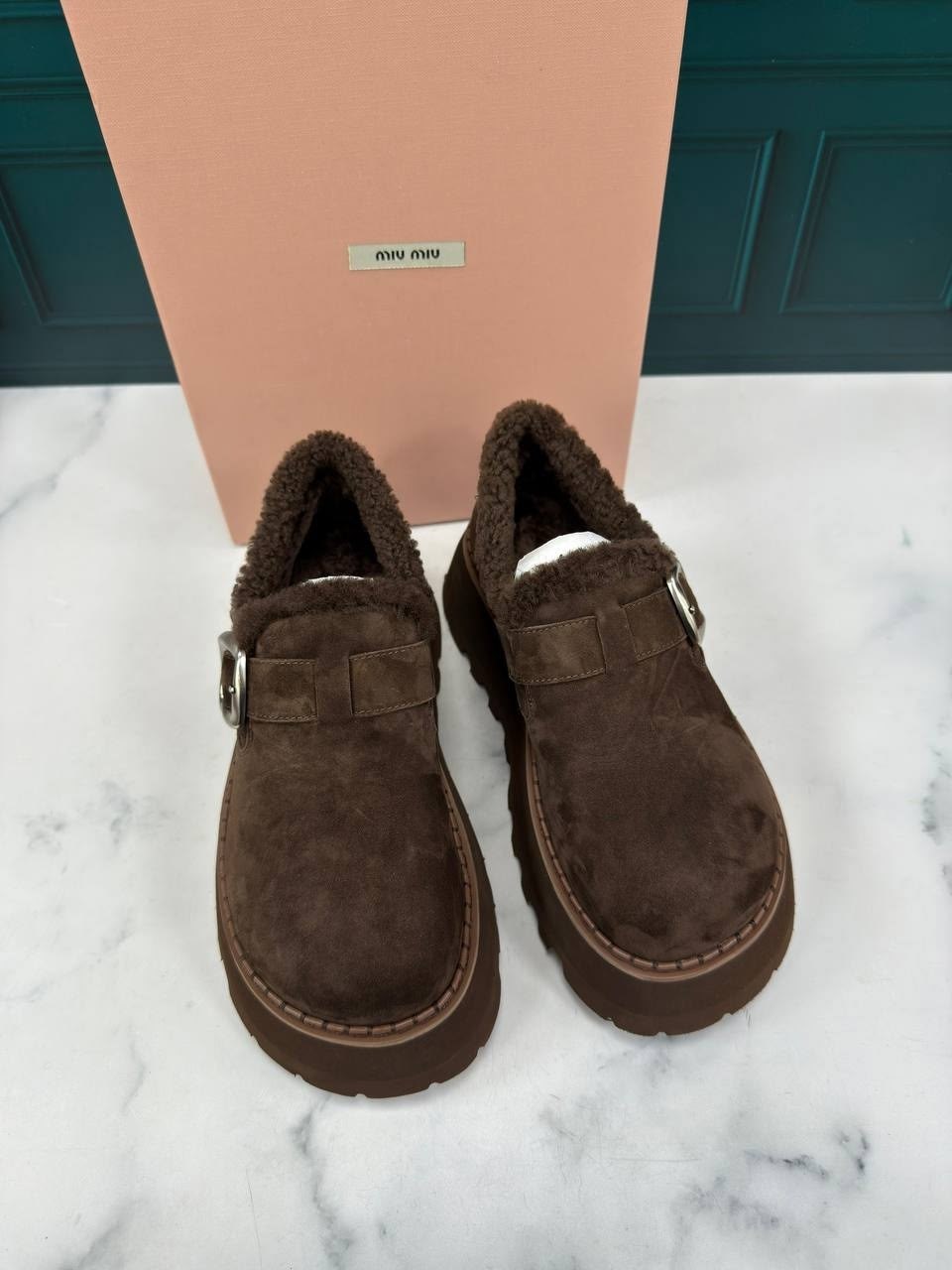 ,женская ,женские замшевые ботинки на меху prada темно-серые,лоферы с мехом,лоферы замш