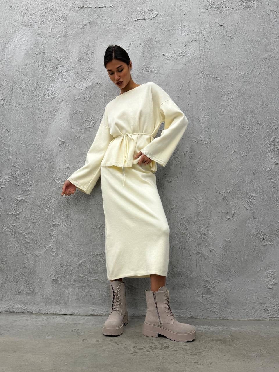 трикотажный костюм,женский костюм,элегантный вязаный костюм,трикотажный костюм с брюками осенний оверсайз vitalounge,комплект одежды sasheline