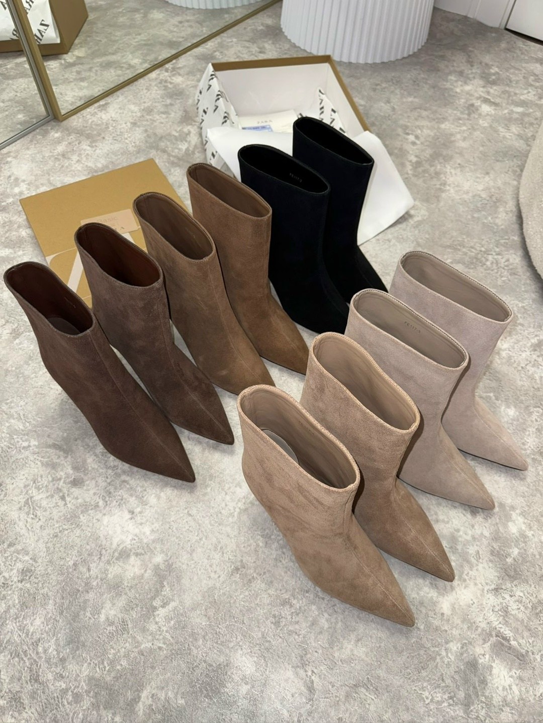 замшевые женские ботильоны с острым носком на,женские ботильоны с острым носком на тонком каблуке с молнией,женские ботильоны с острым носком,ботильоны на тонком низком каблуке с острым носком,женские