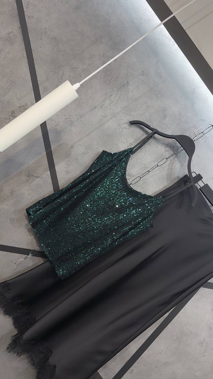 платье миди на бретелях с пайетками,женское платье с блестками,платье с блестками,топ с пайетками,топ с блестками