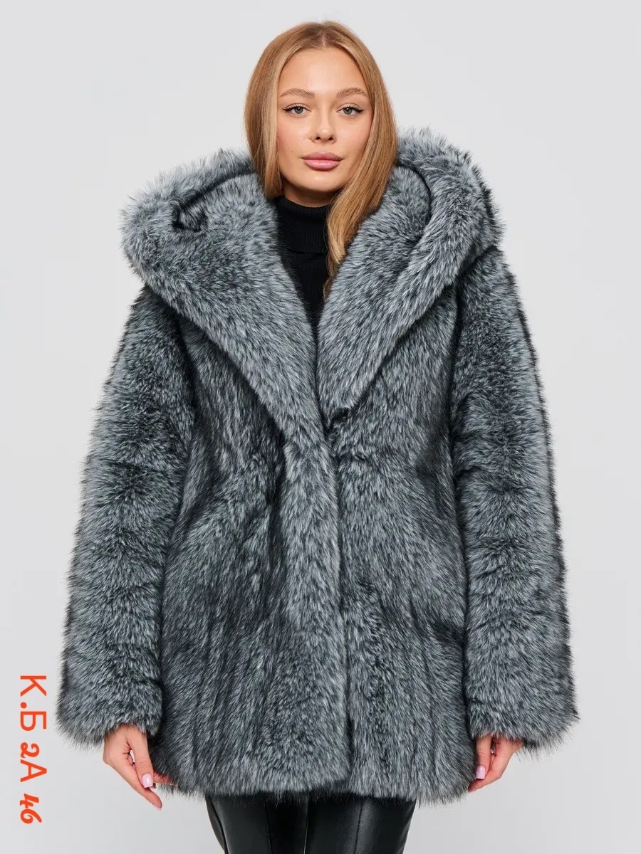 ,шуба искусственная песец из экомеха короткая x'zotic,шуба искусственная,шуба искусственная песец из экомеха короткая с капюшоном x'zotic,шуба искусственная из экомеха песца