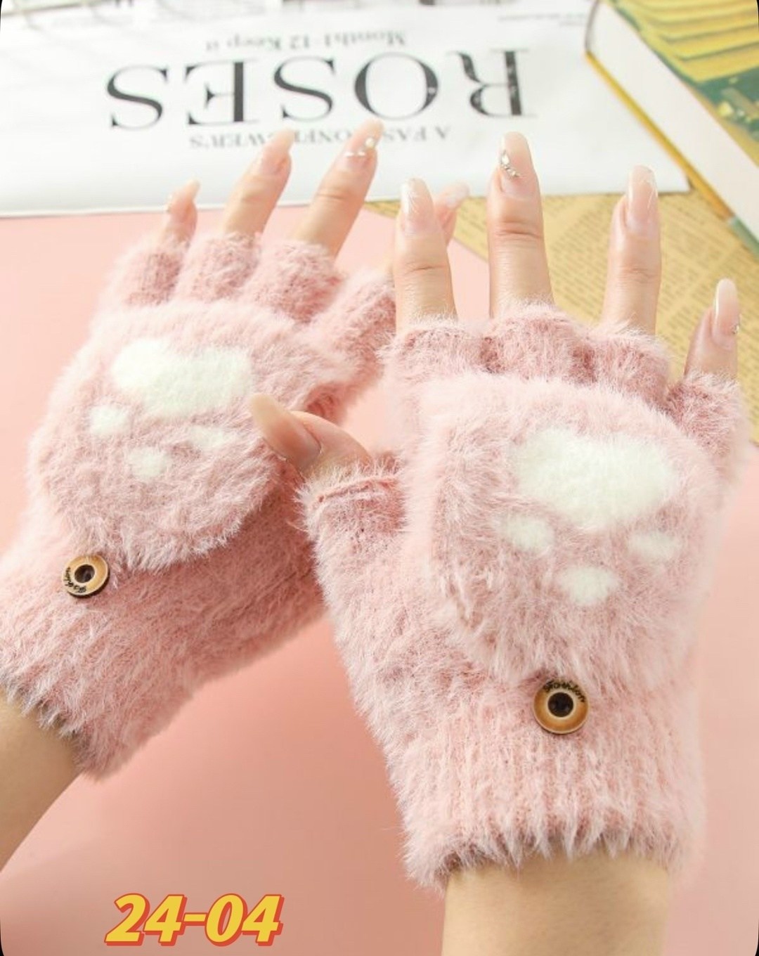 теплые перчатки,пушистые перчатки,милые перчатки,зимние перчатки без пальцев,перчатки модные