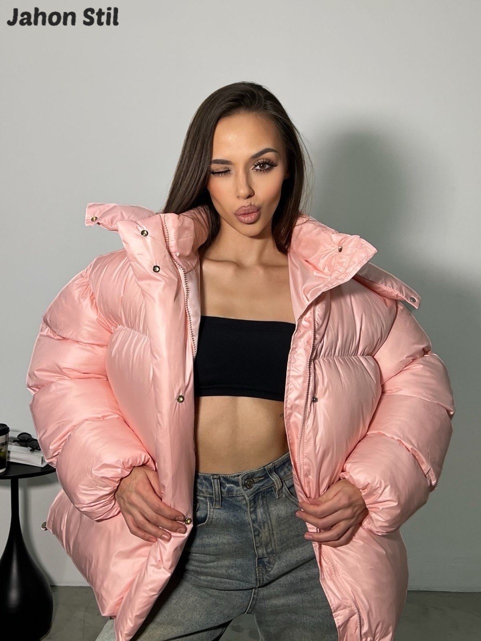 пуховик зимний женский,зимняя куртка оверсайз с капюшоном trendez,куртка зимняя женская,куртка женская,пуховик женский теплый